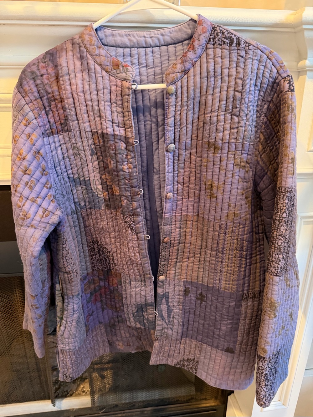 Boho Reversible Quilted Jacket Purple Floral Size Medium (Read Condition)
